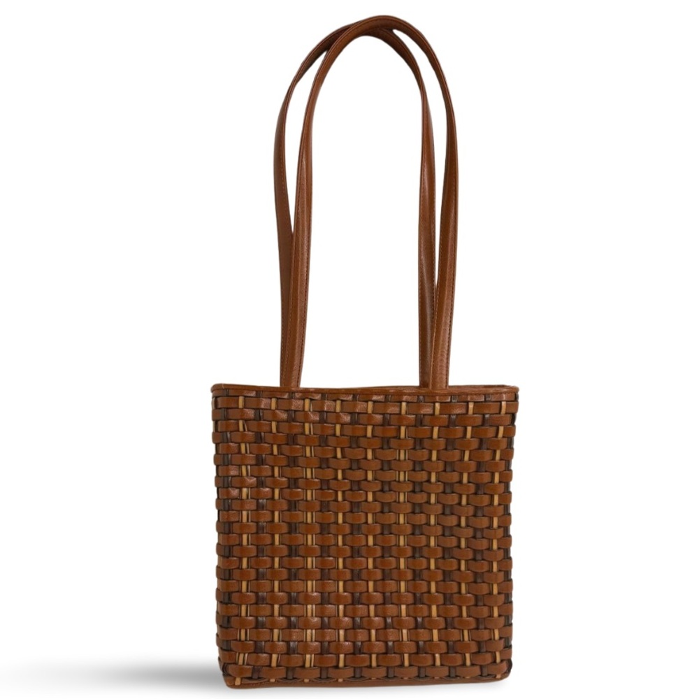 Nine West Woven Brown Tote with Long Straps